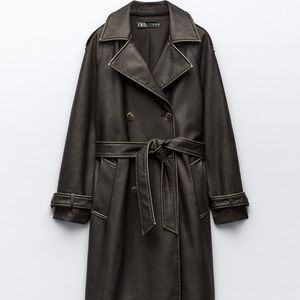 Zara distressed faux leather trench Size S WITH TAGS!